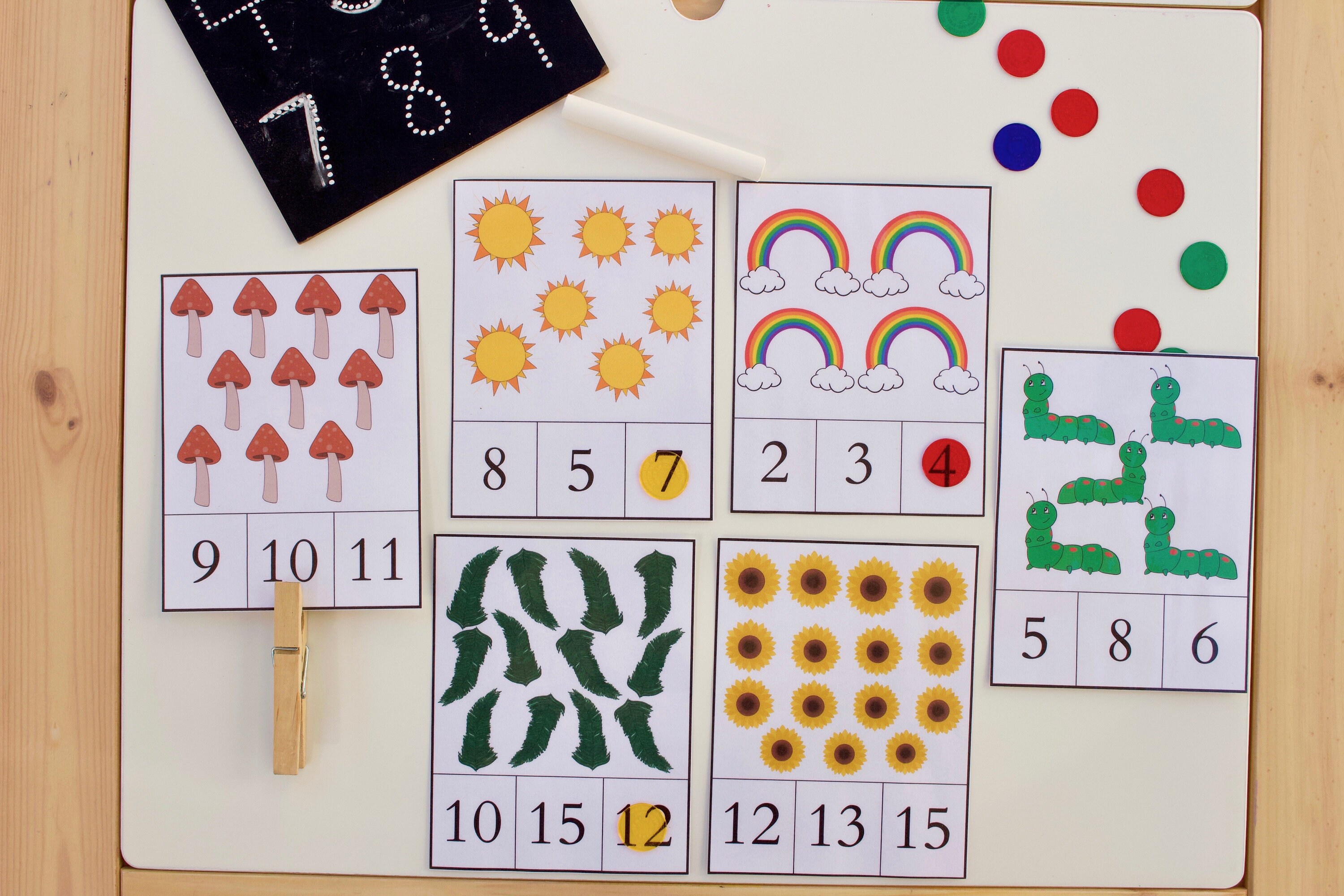 Spring Themed Counting Flash Cards 1-15, Count and Clip, Number Flash ...
