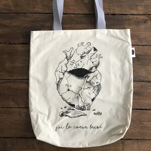 TOTE BAG "j'ai le coeur brisé" des expressions du coeur - EXCLUSIVITÉ Marque L & L - Fait totalement à la main.