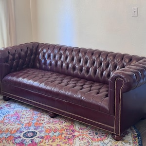 Vintage Genuine Leather Tufted Chesterfield Sofa