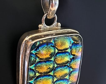 Vintage Modernist Style Dichroic Glass Pendant