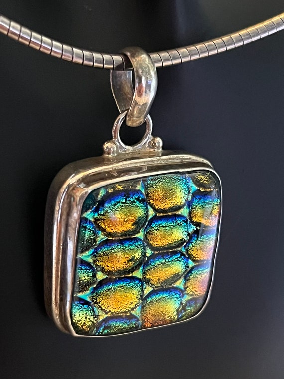 Vintage Modernist Style Dichroic Glass Pendant - image 1