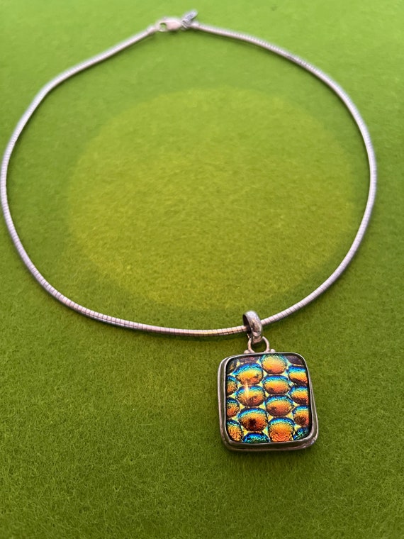 Vintage Modernist Style Dichroic Glass Pendant - image 4