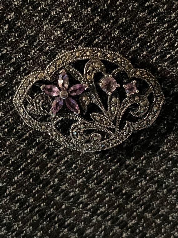 Antique Victorian .925 Sterling Silver, Amethyst … - image 2