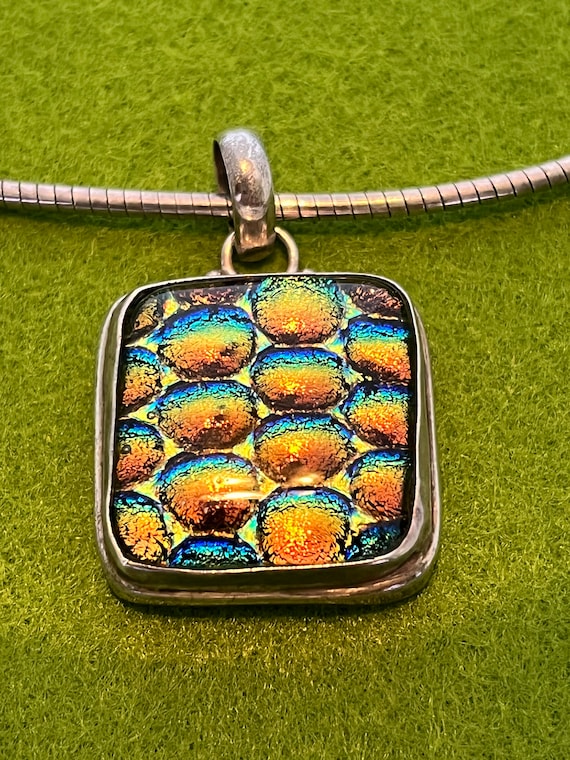 Vintage Modernist Style Dichroic Glass Pendant - image 2