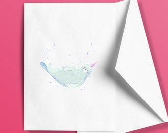 Seal Card / Birthday Card / Cute Card / Card & Envelope / Watercolor Card