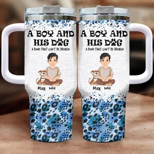 You And Me For Pet Parents, Personalized 40oz Tumbler With Straw, Fur Dad Tumbler, Custom Dog Cartoon Style, Dogs Portrait Sketch Cups