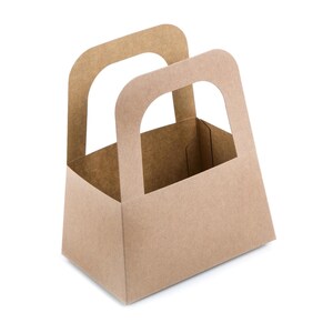 Small handle baskets made of brown kraft paper 14.5 x 17.5 x 10 cm - gift packaging