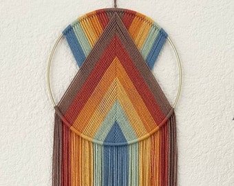 Rainbow Yarn Macrame Wall Hanging, Boho Decor, Nursery Art