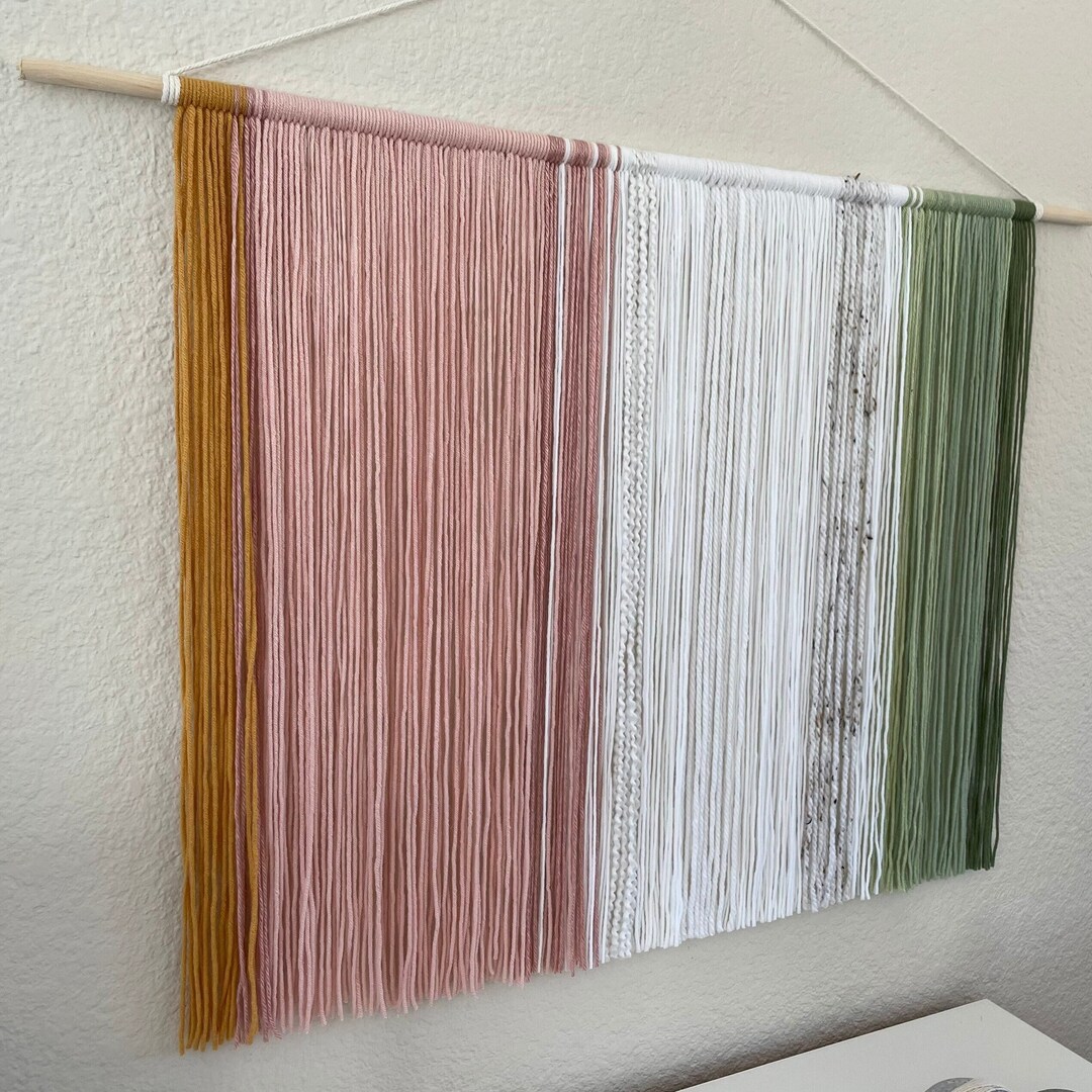 Large Yarn Wall Hanging Pastel Nursery Wall Decor Macrame Etsy
