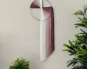 Macrame Hoop Wall Hanging / Modern Macrame Home Decor / Dreamcatcher / Scandi / Nursery Decor / Ombre Pink Purple, 70's Wall Art
