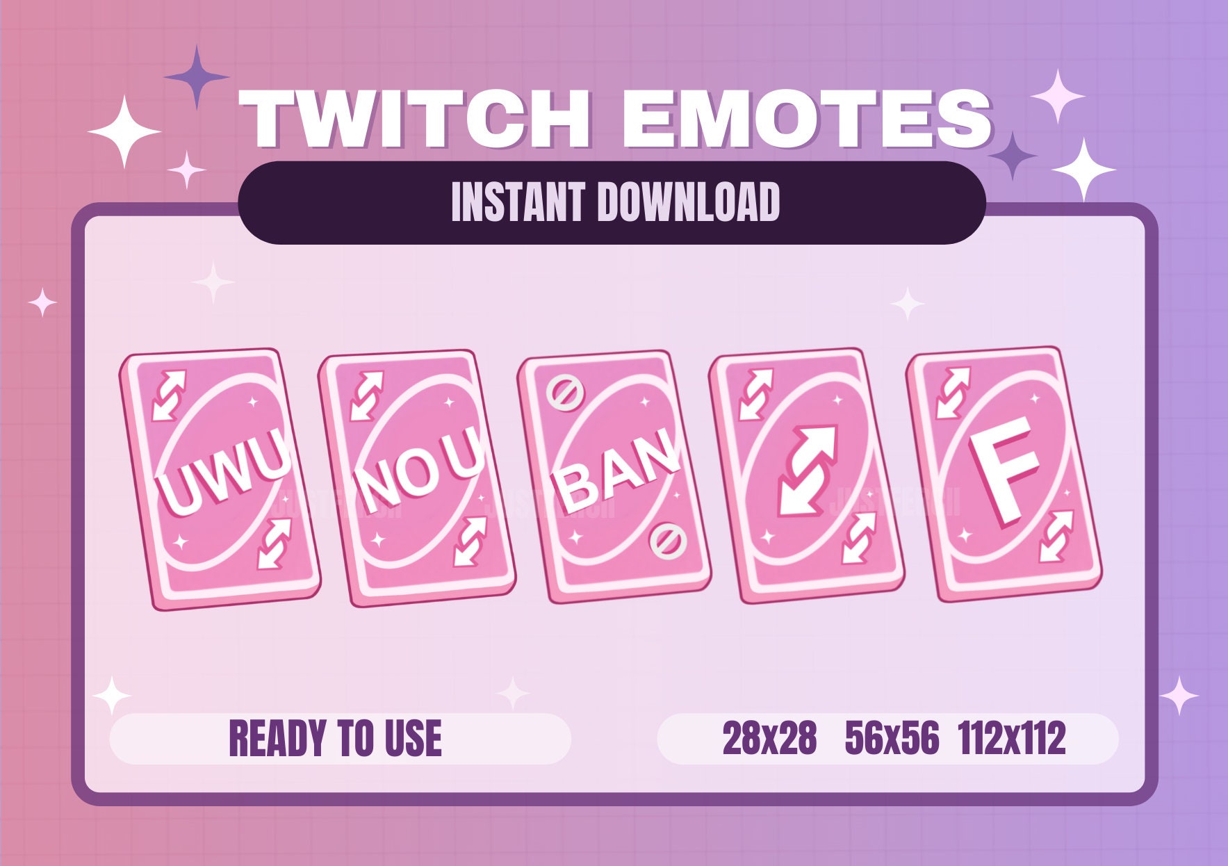 ANIMATED Uno Reverse Card Twitch Emote / Pink Card Emote / 