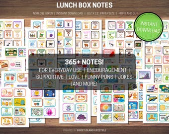 Lunch Box Notes: 365+ Printable Jokes & Cards (Digital Download)