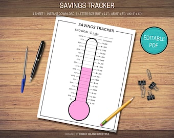 Savings Tracker, Savings Challenge, Savings Printable, Emergency Fund, Money Tracker, Savings Goal, Sinking Funds, Debt Tracking, Budget