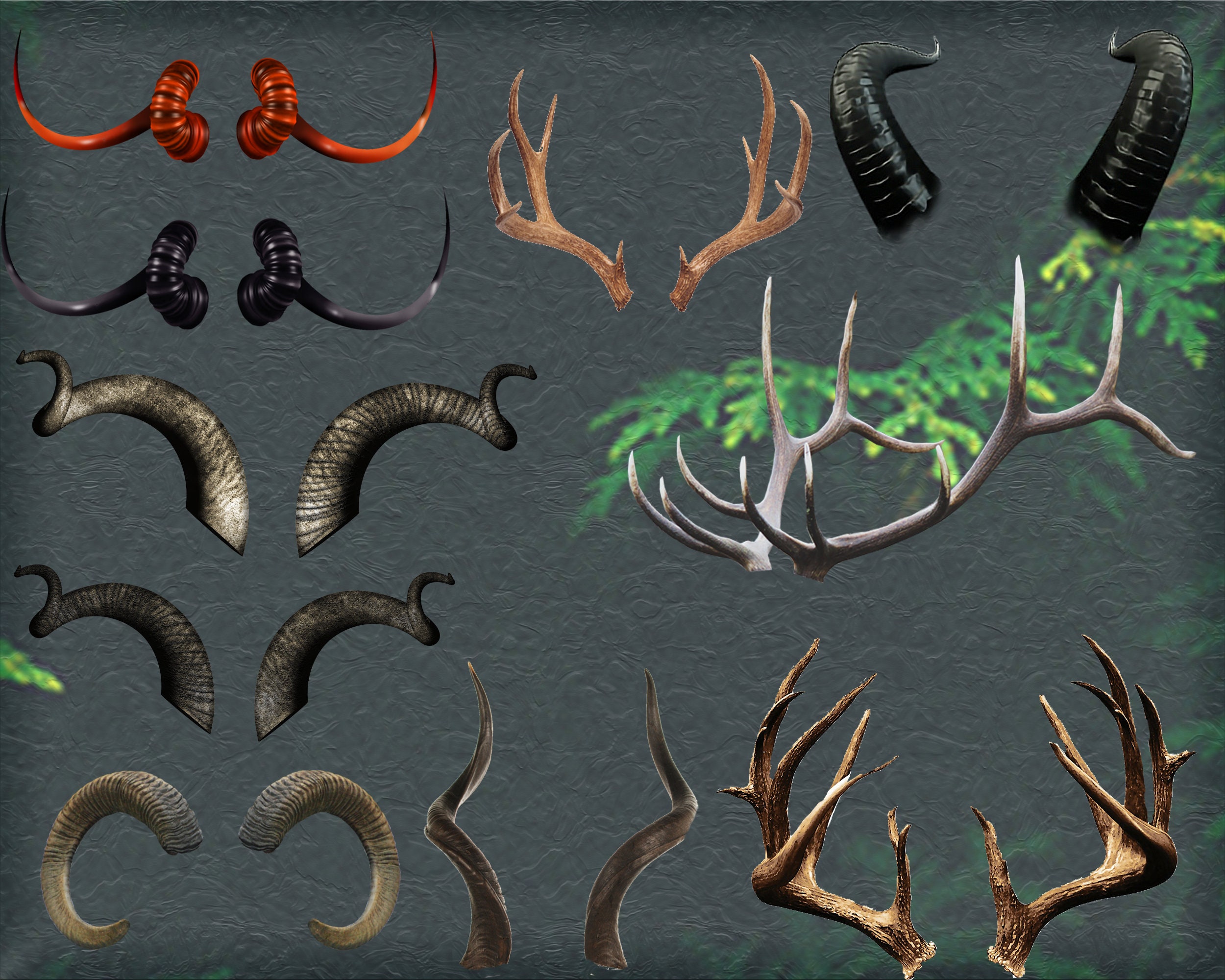 41 Horn Overlays, Animal Horns, Demon Horns, Devil Horns, Halloween