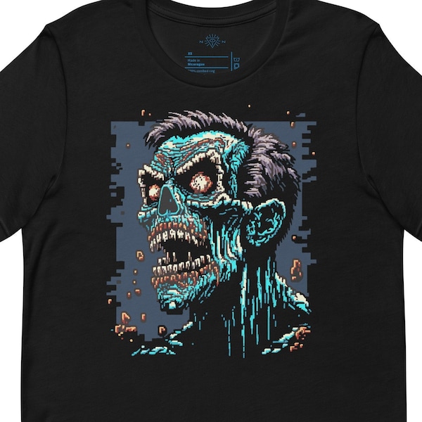 Vintage Zombie Pixel Art T-Shirt - 8 Bit Gaming Inspired Collection
