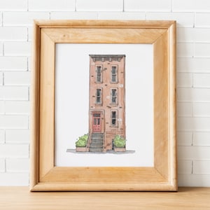New York City Vorkriegs-Wohnhaus Aquarell Druck Digitale Kunst druckbare Download