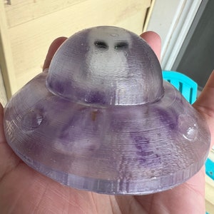 Amethyst Glow in the Dark Alien in a Spaceship