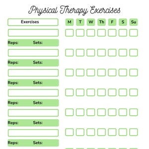 Physical Therapy Exercise Chart