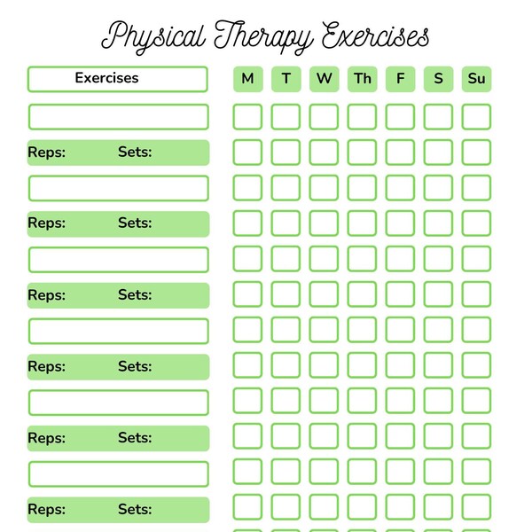 Physical Therapy Exercise Chart