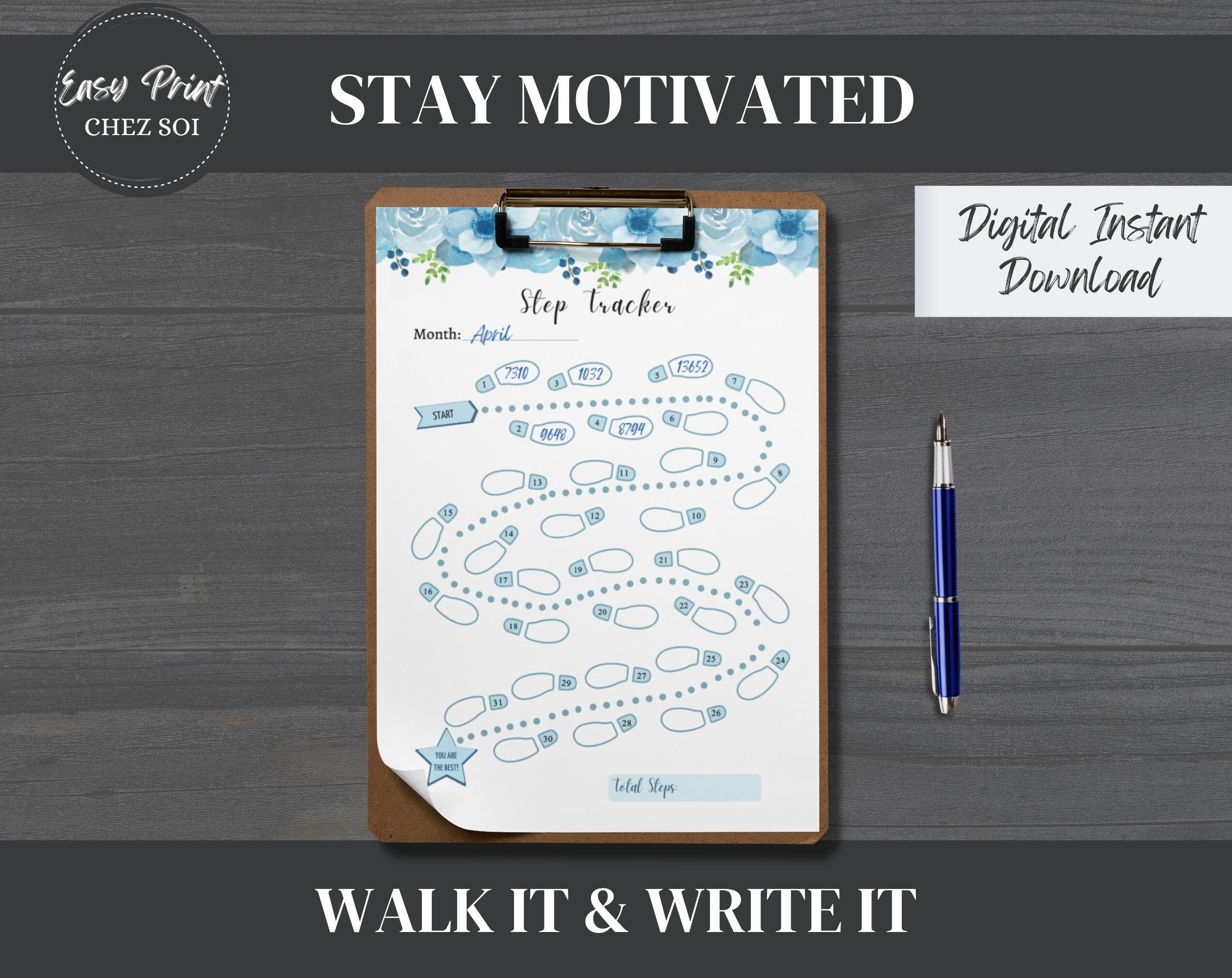 Monthly Step Tracker, Daily Walking Log, Printable PDF Step Tracking ...