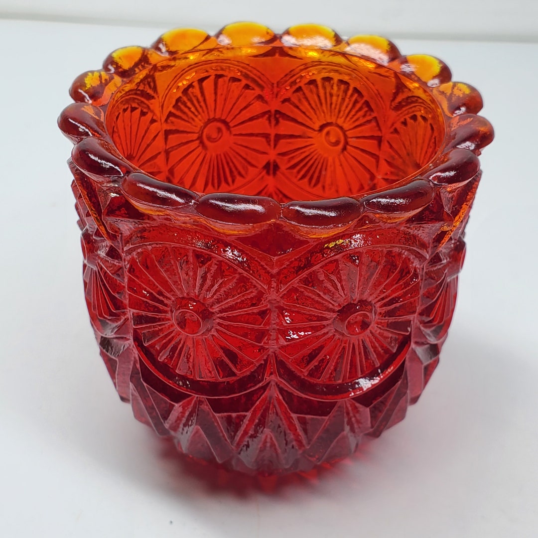Vintage Faroy Ruby Red Amberina Candle Cup Toothpick Holder Mark Farboy USA 1975 Etsy