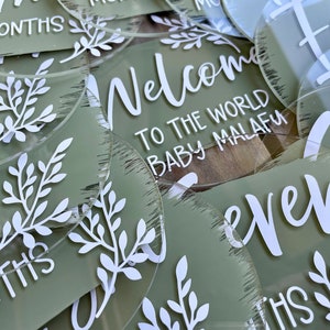 First Year Baby Milestones Discs | Acrylic Disc Collection | New Parents | Babies First Year | Baby Milestone Collection | Baby Shower Gift