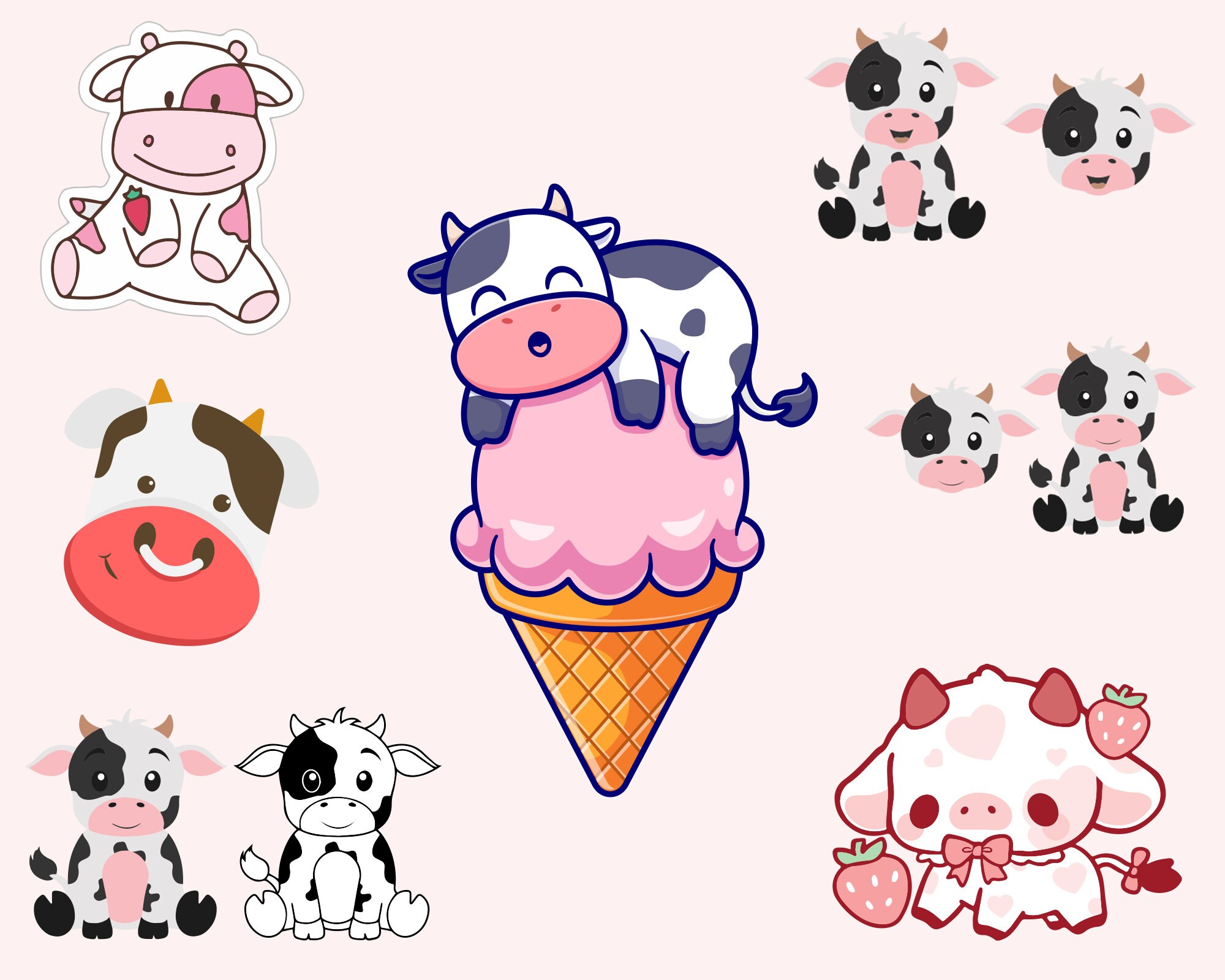 Strawberry Cow Strawberry Svg Strawberry Cow Svg Cow Print Etsy