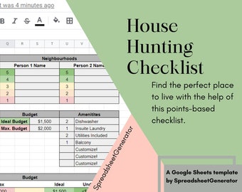 Printable House Hunting Checklist Real Estate Marketing - Etsy