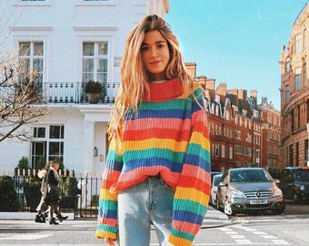 rainbow sweater outfit