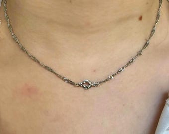 Twisted tiny floral charm necklace |  14-18” | anti-tarnish | Read info :)