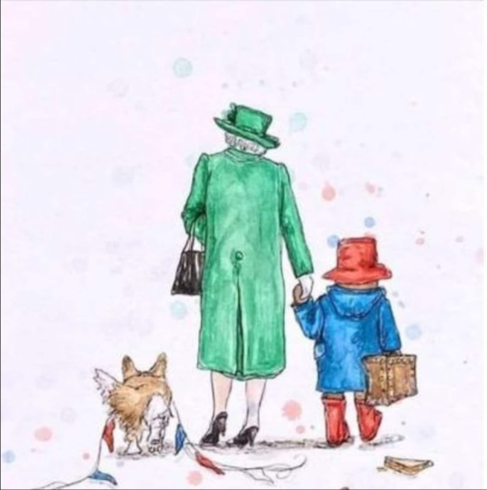 Queen Paddington Bear Sketch Canvas Print Wall Art Picture Etsy