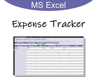 Plantilla de seguimiento de gastos morado: MS Excel (descarga digital)