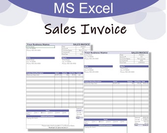 Plantilla de factura de venta morada para Excel (descarga digital)
