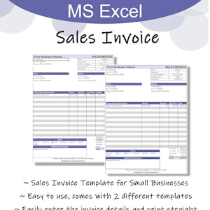 Può includere: Un modello di fattura di vendita in viola e bianco per Microsoft Excel. Il modello include due layout di fattura diversi con campi per il nome dell'azienda, le informazioni di contatto, il numero di fattura, la data, il nome del cliente, l'indirizzo di spedizione, l'indirizzo di fatturazione, la descrizione del prodotto, la quantità, il prezzo unitario, il totale, i termini e i commenti aggiuntivi. Il modello è facile da usare e può essere stampato o salvato come PDF.