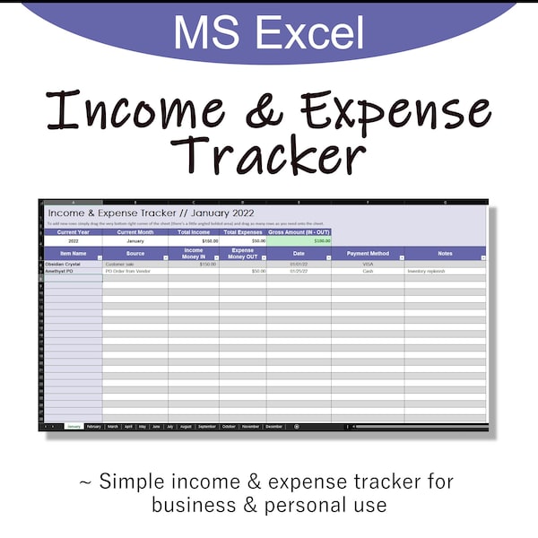 Simple Income and Expense Tracker Excel, Simple Income and Expense Tracker, Income and Expense Report, Income and Expense Template, MS Excel