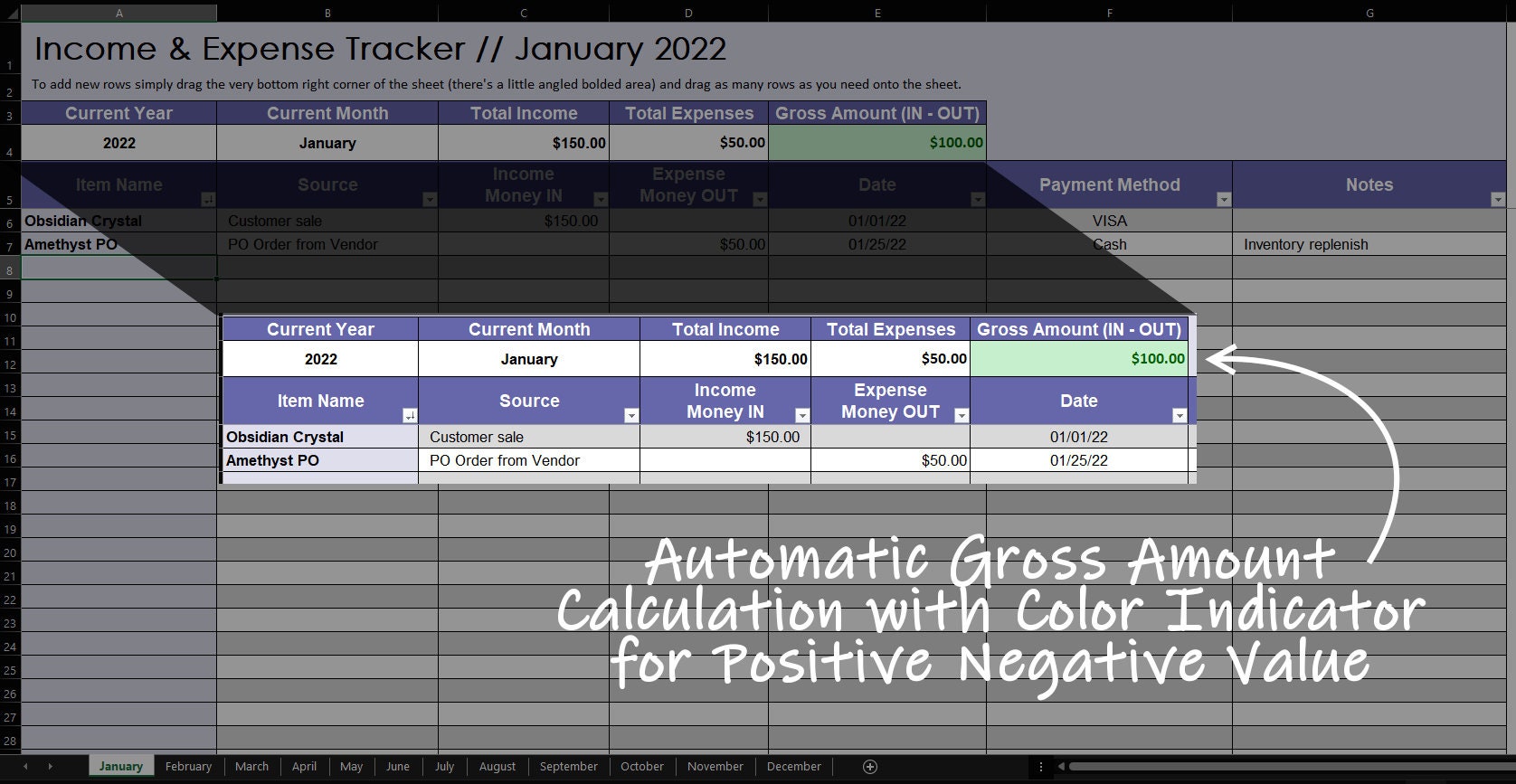 Simple Income and Expense Tracker: MS Excel Template (digital Download ...