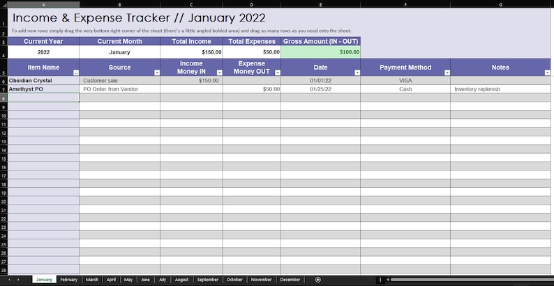 Simple Income and Expense Tracker: MS Excel Template (digital Download ...