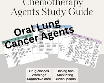 Comprehensive Chemotherapy Agent Study Guides- Oral Lung Cancer Agents ONLY | Clinical Pearls | Healthcare Learning
