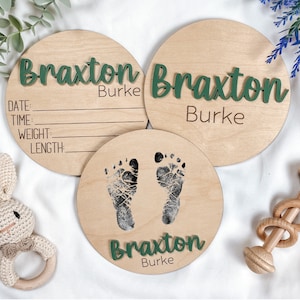 Custom Baby Arrival Announcement Sign, Baby Name With Birth Stats, Baby Name Reveal, Personalized Baby Announcement, Footprint Hospital Sign