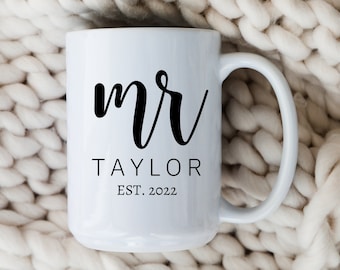 Personalized Mr Mug - Custom Mister Coffee Mug, Newlywed Gift, Present for Husband, Wedding Mug, Anniversary Gift, Soon to be Mister Mug