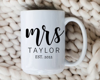 Personalized Mrs Mug - Future Wife Coffee Mug for Newlywed Gift, Soon To Be Mrs Present for Wife, Anniversary Gift for Wife,Engagement Gift