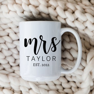 Personalized Mrs Mug - Future Wife Coffee Mug for Newlywed Gift, Soon To Be Mrs Present for Wife, Anniversary Gift for Wife,Engagement Gift