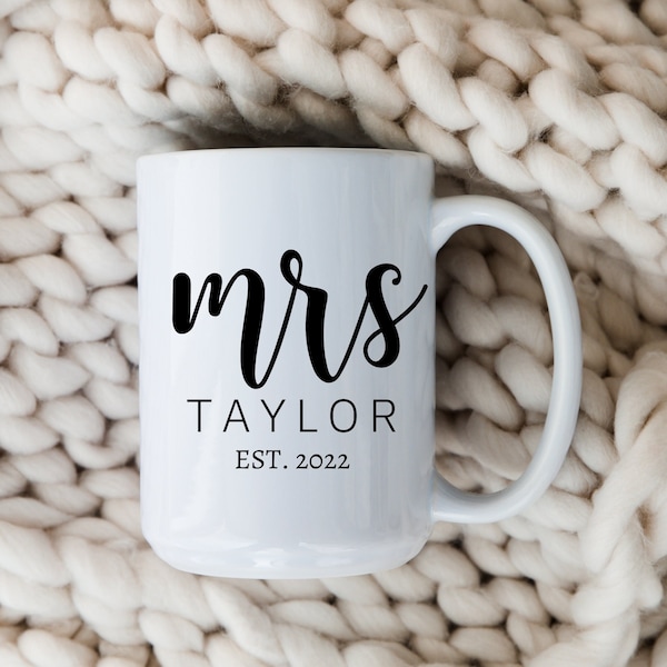 Personalized Mrs Mug - Future Wife Coffee Mug for Newlywed Gift, Soon To Be Mrs Present for Wife, Anniversary Gift for Wife,Engagement Gift