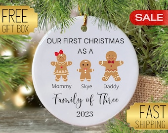 Personalized Family with Children Ornament, Custom Family of Three Ornament 2025, Expanding Family Christmas Ornament, Grandparent Ornament