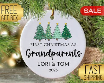 First Christmas As Grandparents Ornament 2026, Custom Christmas Ornament, Announcement Keepsake, New Grandpa And Grandma Gift
