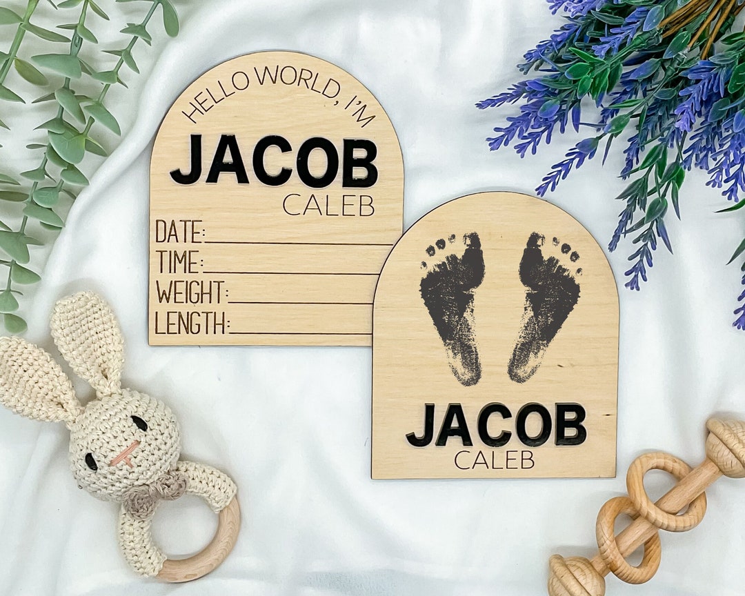Hello World Baby Birth Stats Sign | Baby Arrival Name Announcement Sign ...