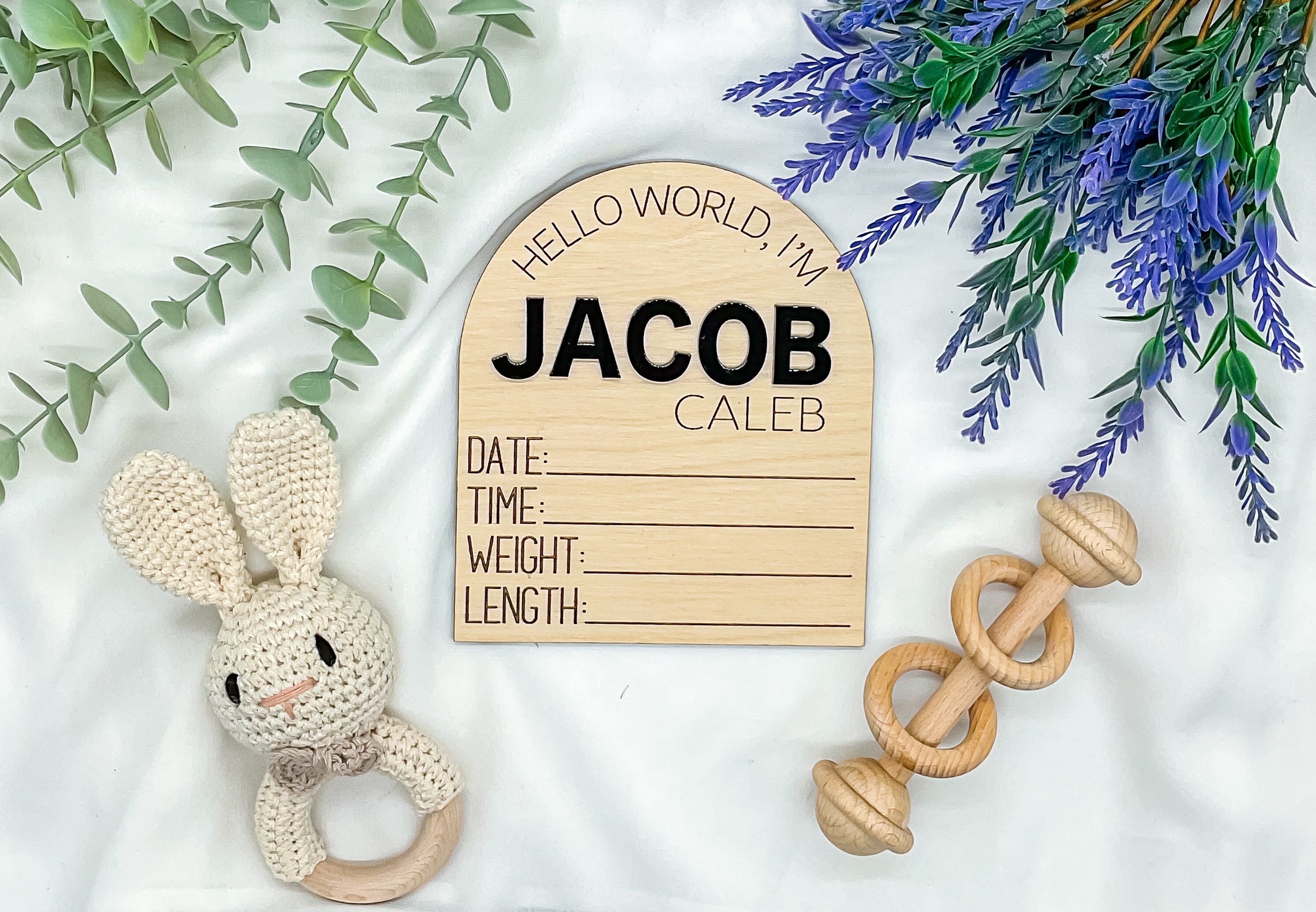 Hello World Baby Birth Stats Sign | Baby Arrival Name Announcement Sign ...