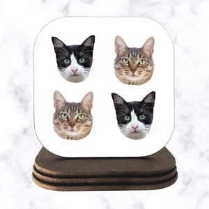 Cat Coasters SVG Bundle by Oxee, Funny Coasters, Doodle Cat Face