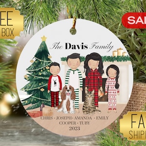 Custom Family Ornament 2024, Personalized Family with Children Ornament, Family with Pets Christmas Ornament, Grandparent Ornament