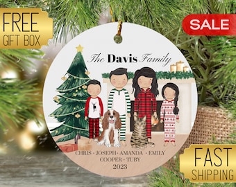 Custom Family Ornament 2024, Personalized Family with Children Ornament, Family with Pets Christmas Ornament, Grandparent Ornament